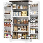 HOMCOM 47" Kitchen Pantry Storage Cabinet, Farmhouse Kitchen Pantry Cabinet with Adjustable Shelves and Door Shelves, White