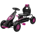Aosom Pedal Go Kart w/ Adjustable Seat, Rubber Wheels Shock Absorb, Pink