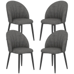 HOMCOM Modern Dining Chairs Set of 4, Upholstered Dining Room Chairs with Metal Legs, Shell Backrest, Padded Seat, Dark Grey