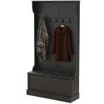 HOMCOM 3-In-1 Hall Tree w/ Coat Rack, Shoe Storage and Bench Seat, Entryway Bench w/ 4 Hooks for Hallway, Living Room, Black
