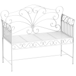 Outsunny 43" Garden Bench, Outdoor Patio Bench with Armrests, Metal Porch Bench for Backyard, Poolside, Lawn, Cream White