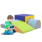 Qaba 4 Piece Foam Play Set for Toddlers and Children, Dark Colour