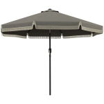 Outsunny 9ft Patio Umbrella Outdoor Table Umbrella w/ Tilt, Crank, Ruffled, 8 Ribs for Garden, Deck, Pool, Dark Gray