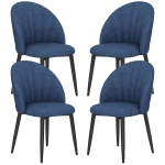 HOMCOM Modern Dining Chairs Set of 4, Upholstered Dining Room Chairs with Metal Legs, Shell Backrest, Padded Seat, Blue