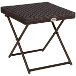 Outsunny Patio Wicker Coffee Table, Outdoor PE Rattan Garden Folding Side Table, 15.75"x15.75"x15.75", Brown
