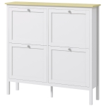 HOMCOM Entryway Shoe Storage Cabinet with 4 Flip Drawers, Adjustable Shelves, Narrow Shoe Cabinet for 20 Pairs of Shoes, White