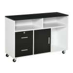 HOMCOM Lateral Filing Cabinet, Printer Stand Home Office Mobile File Cabinet with Wheels, Lockable Drawer, Black