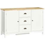 HOMCOM Buffet Cabinet with 3 Storage Drawers, Sideboard for Living Room, White