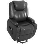 HOMCOM Power Recliner, Electric Lift Chair for Elderly with Footrest, Remote Control, Side Pockets and Cup Holders, Grey