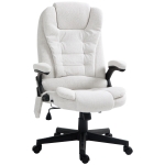 Vinsetto Reclining Massage Office Chair, Executive Office Chair with High Back, Swivel Wheels, White