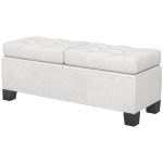 HOMCOM 46" Storage Ottoman Bench, Upholstered End of Bed Bench with Steel Frame, Button Tufted Storage Bench with Safety Hinges for Living Room, Entryway, Bedroom, Cream