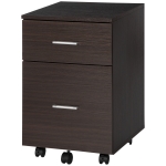 Vinsetto Mobile Filing Cabinet, Vertical File Cabinet with 2 Drawers, Wheels, for Letter or A4 File, Brown