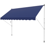 Outsunny 10x5ft Patio Sun Shade Canopy, Manual Retractable Awning with 5.6-9.2ft Support Pole for Window, Door, Porch, Navy Blue