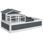 PawHut 3-Room Tortoise Habitat House w/ Balcony & 2 Stories, 44" x 25.5" x 23", Gray