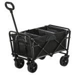 Outsunny Collapsible Wagon with Adjustable Handle, Heavy Duty Folding Garden Carts with All-Terrain Wheels, for Beach, Sports, Shopping, Camping, Groceries