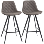 HOMCOM Set of 2 Microfiber Cloth Bar Stools, Multi-functional Kitchen Stools, Bar Chair with Metal Leg Padded Cushion Seat for Dining, Charcoal Grey