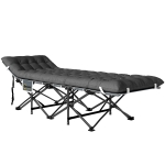 Outsunny 26.8" Wide Folding Bed, Camping Cot for Adults with Mattress, Carry Bag, Max Load 330 LBS, Dark Grey