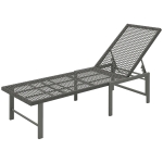 Outsunny Wicker Outdoor Lounge Chair, Rattan Reclining Patio Lounger Tanning Chair with Adjustable Back, Light Grey