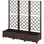 Outsunny Raised Garden Bed with Trellis, PE Rattan Flower Bed with Drainage Holes and Drain Plugs, 47" x 16" x 48"