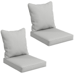 Outsunny Seat Cushion Back Pillows Replacement Set of 2, Patio Chair Cushions Set for Indoor Outdoor, Light Grey