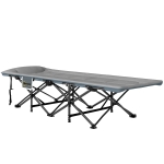 Outsunny 26.4" Wide Folding Bed, Camping Cot for Adults with Cushion, Storage Pocket, Max Load 330 LBS, Grey