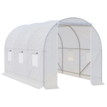 Outsunny 11.5x6.6x6.6ft Walk-in Tunnel Greenhouse Portable Garden Plant Growing Warm House with Door and Ventilation Window, White