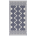 Outsunny Reversible Outdoor Rug, Waterproof Plastic Straw with Carry Bag, 9' x 18', Blue & White Rhombus Border