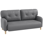 HOMCOM 58" 2 Seat Sofa, Modern Love Seats Furniture, Upholstered 2 Seater Couch, Solid Wood Frame, Grey