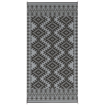 Outsunny Reversible Outdoor Rug, Waterproof Plastic Straw with Carry Bag, 9' x 18', Black & Gray Rhombus Border