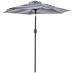 Outsunny Patio Sun Umbrella, Outdoor Parasol with 6 Ribs, Blue Stripes