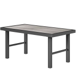 Outsunny Outdoor Side Table with SPC Woodgrain Tabletop, Metal Patio Coffee Table for Outside Garden, Distressed Grey