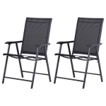 Outsunny 2-Piece Folding Dining Chair Set for Relaxing on Patio, Balcony, or Garden, Comfortable Outdoor Furniture with Armrests, Black