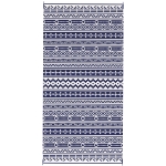 Outsunny Reversible Outdoor Rug, Waterproof Plastic Straw with Carry Bag, 9' x 18', Blue & White Geometric Wall
