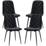 HOMCOM Dining Chairs Set of 4, Upholstered Dining Room Chairs with Steel Legs, Modern Kitchen Chair for Dining Room, Black