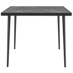 Outsunny Outdoor Dining Table for 4, Square Patio Dining Table with Marble Effect Tempered Glass Top and Steel Frame, Black