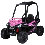 Aosom 12V Kids UTV with Music, Lights, MP3/USB, Suspension System & Remote Control, Pink
