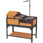 PawHut Tortoise Enclosure Tortoise House w/ Adjustable Lamp Holder, Storage Shelf, Removable Main House, Openable Lid, Yellow