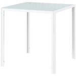 HOMCOM Square Kitchen Table for 2-4 People, Dining Table with Glass Top and Steel Legs for Dining Room, White