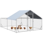 PawHut Large Chicken Coop Metal Chicken Run for Chickens with Waterproof and Anti-UV Cover, Spire Shaped Walk in Fence Cage Hen House for Outdoor and Yard Farm Use, 1" Dia, 9.8' x 13.1' x 6.4'