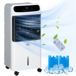HOMCOM 32" Evaporative Air Cooler with 3.2 Gal Water Tank, 60° Oscillating, 3-In-1 Ice Cooling Fan, Portable Swamp Cooler with Humidifier for Home Office, 3 Modes, 3 Speeds, 12H Timer, Remote, White