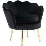 HOMCOM Modern Accent Chair, Velvet-Touch Fabric Leisure Club Chair with Gold Metal Legs for Bedroom, Black
