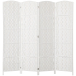 HOMCOM Room Divider, 4 Panel Folding Privacy Screen, 6FT Tall Portable Weave Partition Wall Divider for Bedroom, White