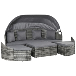 Outsunny Convertible Rattan Daybed Sectional, Grey