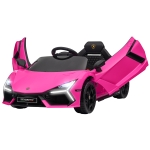 Qaba Lamborghini Revuelto Licensed 12V Kids Ride on Car Electric Car w/ Hydraulic Doors, Remote, Transport Wheels, Pink