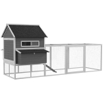 PawHut 137" Wooden Chicken Coop for 8-10 Chickens, Backyard, Gray