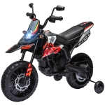 Qaba 12V Aprilia Licenced Kids Motorcycle with Training Wheels, Spring Suspension, LED Light, USB, Music, Red