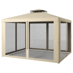 Outsunny 12' x 10' Patio Gazebo Outdoor Pavilion 2 Tire Roof Canopy Shelter Garden, Steel Frame w/ Mosquito Netting, Taupe