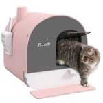PawHut Cat Litter Box with Lid with Scoop and Filter, Pink