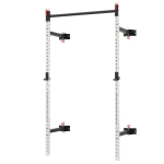 Soozier Folding Squat Rack with Pull Up Bar, Wall Mounted and Adjustable, 1000 Pounds Capacity Power Rack, White