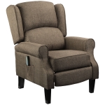 HOMCOM Vibration Massage Recliner Chair for Living Room with Heat,  Wingback Single Sofa, Modern Linen Fabric Push Back Reclining Chair with Footrest, Side Pocket, Brown